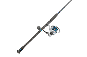 Image of Quantum Strive Spinning Reel and Rod Combo, 8ft, 2-PC, Medium-Heavy, Moderate-Fast Rod, Graphite Composite Blank, SZ 5000 Reel, 4+1 Bearings, 5.6-1 Ratio, Silver/Blue, SV5000802MH1225.P2