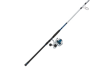 Image of Quantum Strive Spinning Reel and Rod Combo, 10ft, 2-PC, Heavy, Moderate-Fast Rod, Graphite Composite Blank, SZ 8000 Reel, 4+1 Bearings, 4.7-1 Ratio, Silver/Blue, SV8000102H2040.P2