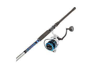 Image of Quantum Strive Spinning Reel and Rod Combo, 10ft, 2-PC, Heavy, Moderate-Fast Rod, Graphite Composite Blank, SZ 8000 Reel, 4+1 Bearings, 4.7-1 Ratio, Silver/Blue, SV8000102H2040.P2