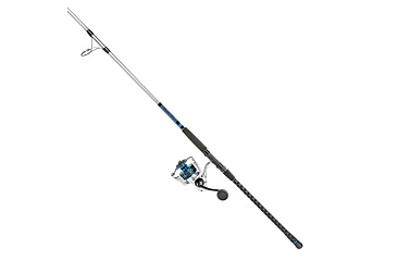 Image of Quantum Strive Spinning Reel and Rod Combo, 10ft, 2-PC, Heavy, Moderate-Fast Rod, Graphite Composite Blank, SZ 8000 Reel, 4+1 Bearings, 4.7-1 Ratio, Silver/Blue, SV8000102H2040.P2
