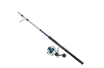 Image of Quantum Strive Spinning Reel and Rod Combo, 7ft, 1-PC, Heavy, Moderate-Fast Rod, Graphite Composite Blank, SZ 8000 Reel, 4+1 Bearings, 4.7-1 Ratio, Silver/Blue, SV8000701H1530.P2