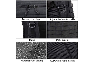 Image of Roaring Fire 45L Tactical Backpack, Black, 19.6x11.8x11.8 inch, RF096 BK