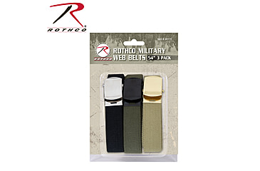 Image of Rothco 54 Inch Military Web Belts in 3 Pack, Khaki / Black / Olive Drab, 4912-KhakiBlackOliveDrab