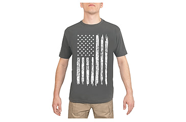 Image of Rothco Distressed US Flag Athletic Fit T-Shirt, Charcoal Grey, Extra Large, 29011-CharcoalGrey-XL