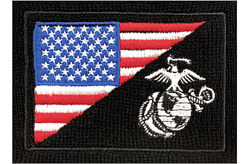 Image of Rothco USMC Eagle, Globe and Anchor / US Flag Deluxe Fine Knit Watch Cap, Black, 5498-Black