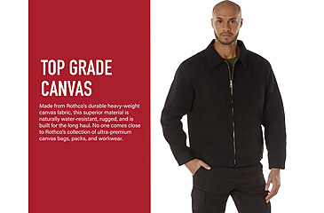 Image of Rothco Canvas Work Jacket, Black, Small, 613902039124