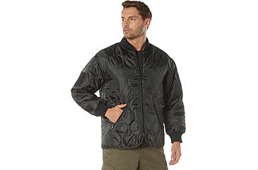 Image of Rothco Concealed Carry Quilted Woobie Jacket - Mens, Black, Small, 20420-Black-S