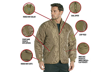 Image of Rothco Concealed Carry Quilted Woobie Jacket - Mens, Coyote Brown, Small, 20440-CoyoteBrown-S