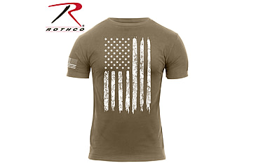 Image of Rothco Distressed US Flag Athletic Fit T-Shirt, Coyote Brown, 4XL, 26334-CoyoteBrown-4XL