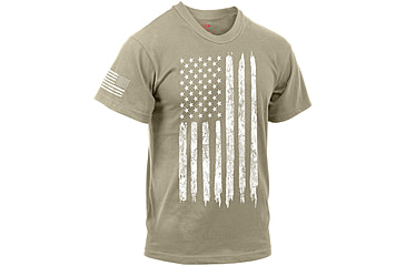 Image of Rothco Distressed US Flag Athletic Fit T-Shirt, Desert Sand, Medium, 10870-DesertSand-M