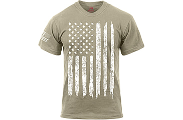 Image of Rothco Distressed US Flag Athletic Fit T-Shirt, Desert Sand, Medium, 10870-DesertSand-M