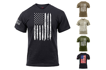 Image of Rothco Distressed US Flag Athletic Fit T-Shirt, Black, Coyote Brown, Desert Sand, Olive Drab, Red/White/Blue
