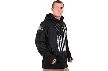 Image of Rothco Distressed US Flag Concealed Carry Hooded Sweatshirt, Mens, Black, Extra Large, 3166-645