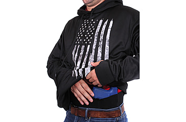 Image of Rothco Distressed US Flag Concealed Carry Hooded Sweatshirt, Mens, Black, Extra Large, 3166-645