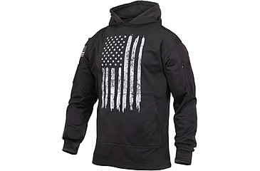 Image of Rothco Distressed US Flag Concealed Carry Hooded Sweatshirt, Mens, Black, Extra Large, 3166-645