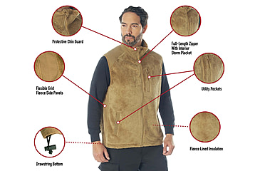 Image of Rothco E.C.W.C.S. Fleece Vest, Coyote Brown, Medium, 613902039896