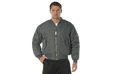 Image of Rothco Enhanced Nylon MA-1 Flight Jacket - Mens, Gunmetal Grey, Small, 72890-GunmetalGrey-S