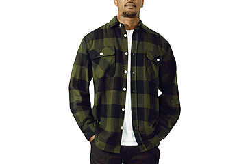 Image of Rothco Extra Heavyweight Buffalo Plaid Flannel Shirt - Mens, Olive Drab Plaid, Small, 47385-OliveDrabPlaid-S