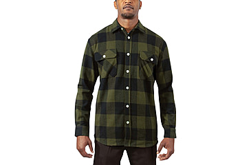 Image of Rothco Extra Heavyweight Buffalo Plaid Flannel Shirt - Mens, Olive Drab Plaid, Small, 47385-OliveDrabPlaid-S