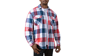 Image of Rothco Extra Heavyweight Buffalo Plaid Flannel Shirt - Mens, Red/White/Blue Plaid, Small, 47390-RedWhiteBluePlaid-S
