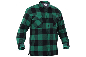 Image of Rothco Extra Heavyweight Buffalo Plaid Flannel Shirt - Mens, Green Plaid, 5XL, 3742-GreenPlaid-5XL
