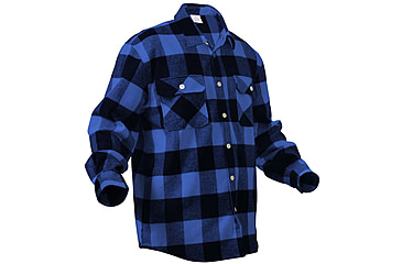 Image of Rothco Extra Heavyweight Buffalo Plaid Flannel Shirts, Blue Plaid, XL, 4739-BluePlaid-XL