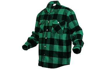 Image of Rothco Extra Heavyweight Buffalo Plaid Flannel Shirts, Green Plaid, XL, 4739-GreenPlaid-XL