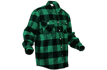 Image of Rothco Extra Heavyweight Buffalo Plaid Flannel Shirts, Green Plaid, XL, 4739-GreenPlaid-XL