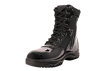 Image of Rothco Forced Entry High-Gloss Tactical Boot with Side Zipper - 8 Inch, Black, 12, 50530-Black-12