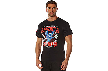 Image of Rothco Freedom &amp; Liberty Patriotic T-Shirt - Mens, Black, Small, 18125-Black-S