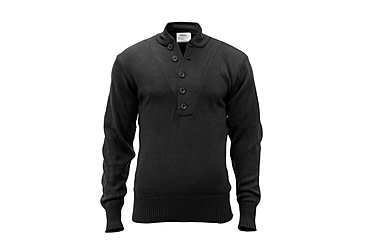 Image of Rothco G.I. Style 5-Button Acrylic Sweater, Black, Small, 6368-Black-S