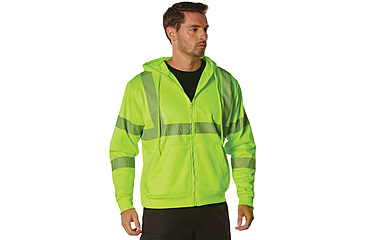Image of Rothco Hi-Vis Performance Zipper Sweatshirt - Mens, Safety Green, Small, 20381-S
