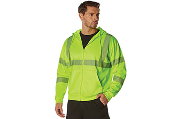 Image of Rothco Hi-Vis Performance Zipper Sweatshirt - Mens, Safety Green, Small, 20381-S