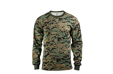 Image of Rothco Long Sleeve Digital Camo T-Shirts, Woodland Digital Camo, L, 5494-WoodlandDigitalCamo-L