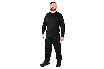 Image of Rothco Long Sleeve Henley T-Shirt - Mens, Black, Small, 21020-Black-S