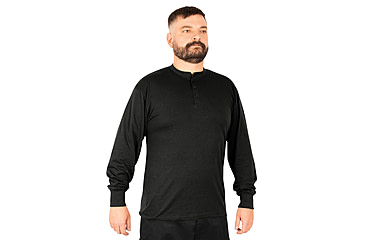 Image of Rothco Long Sleeve Henley T-Shirt - Men's, Black, Small, 21020-Black-S