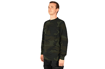 Image of Rothco Long Sleeve Henley T-Shirt - Men's, Midnight Woodland Camo, Extra Large, 21045-WoodlandCamo-XL