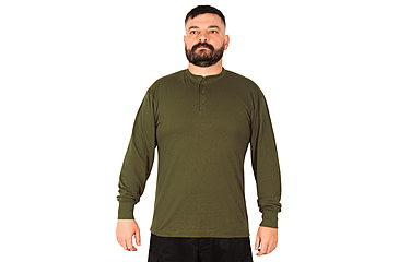Image of Rothco Long Sleeve Henley T-Shirt - Mens, Olive Drab, Small, 21025-OliveDrab-S