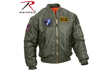 Image of Rothco MA-1 Flight Jacket with Patches, Sage Green, Small, 7240-SageGreen-S
