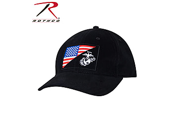 Image of Rothco USMC Eagle, Globe and Anchor / US Flag Low Pro Cap, Black, 4373-Black