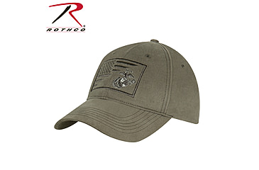 Image of Rothco USMC Eagle, Globe and Anchor / US Flag Low Pro Cap, Olive Drab, 3859-OliveDrab