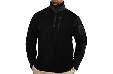 Image of Rothco Quarter Zip Fleece Pullover - Mens, Black, Small, 97340-Black-S