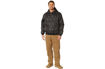 Image of Rothco Quilted Woobie Hooded Sweatshirt - Mens, Black, Small, 10490-Black-S