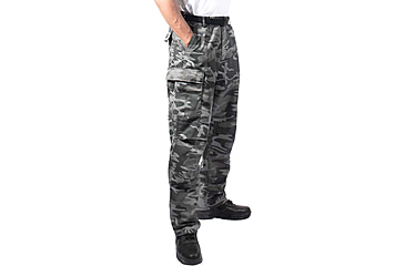Image of Rothco Relaxed Fit Zipper Fly BDU Pants, Black Camo, Extra Large, 39-43 Waist, 29410-BlackCamo-XL39-43Waist