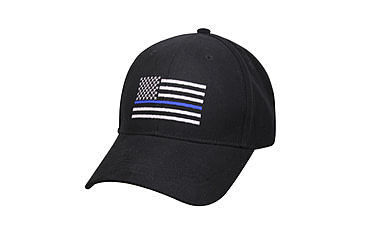 Image of Rothco Thin Blue Line Flag Low Profile Cap, Black, 99885-Black