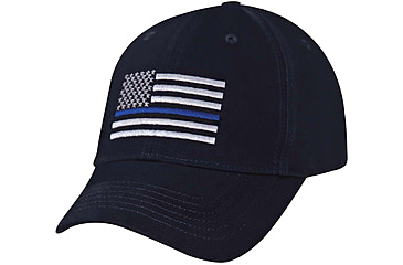 Image of Rothco Thin Blue Line Flag Low Profile Cap, Navy Blue, 99887-NavyBlue
