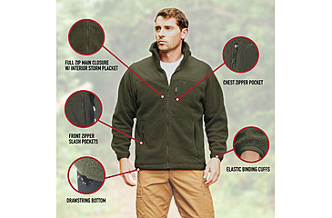 Image of Rothco Trailsman Sherpa Fleece Jacket, Olive Drab, S, 96625-OliveDrab-S
