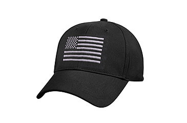 Image of Rothco U.S. Flag Low Profile Cap, Black/Silver, 8978-BlackSilver