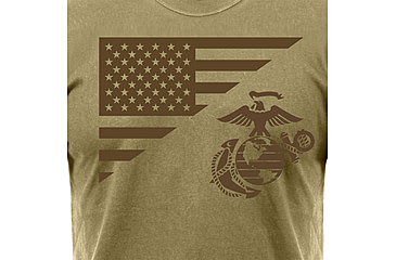 Image of Rothco US Flag / USMC Eagle, Globe, &amp; Anchor T Shirt, Coyote Brown, Medium, 54280-CoyoteBrown-M