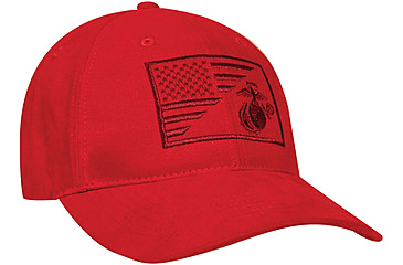 Image of Rothco USMC Eagle Globe and Anchor/US Flag Low Pro Cap, Red, 71850-Red-OneSize